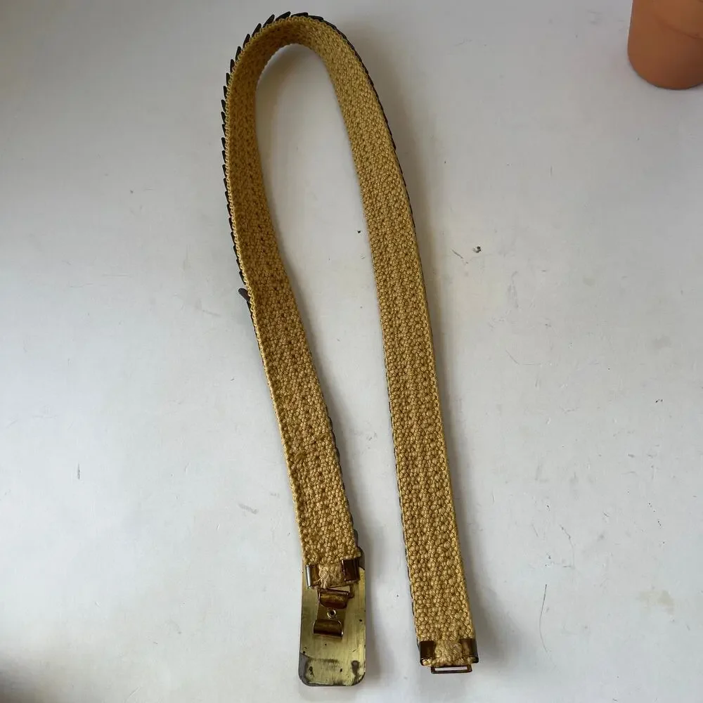 Vtg Gold Stretch Disc Belt Glitter 1980 Glam Retro Disco Floral Sequins Shiny